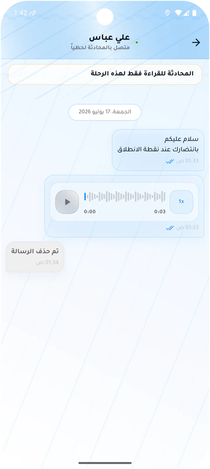 Read-only chat after a ride