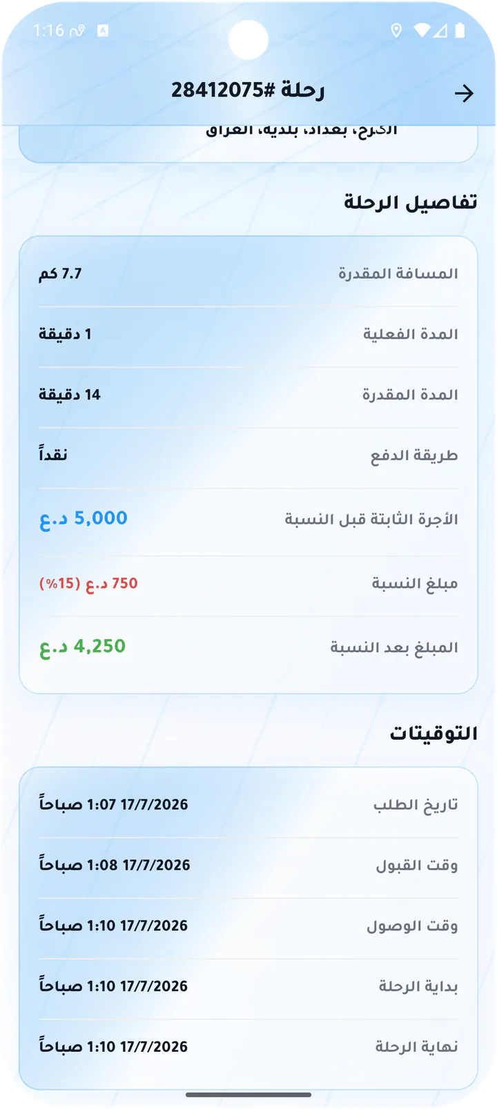 تفاصيل مالية وتوقيتات الرحلة